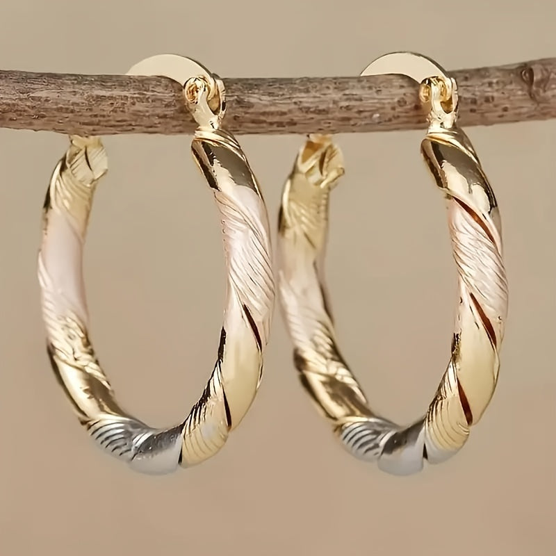 4-Pair (for ') 14K Golden Plated Earrings - Durable Circle & Mix Pendants, Hoops/ Studs for Daily Wear, Parties & Year-Round Gift - Versatile Suitable for Year-Round Wear