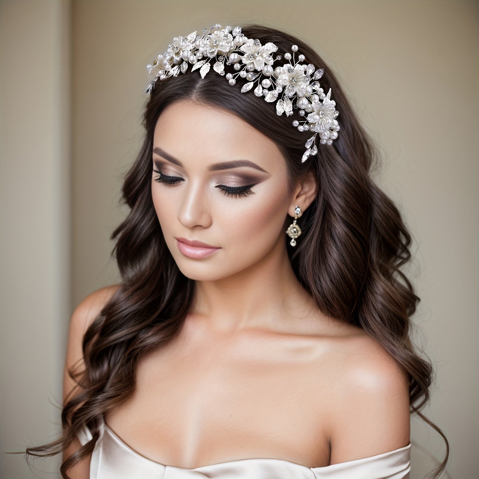 1pc Elegant Bridal Wedding Headpiece with Floral Crown - Handmade Resin Bridal Hair Accessory for Women Bohemian Style Bridesmaid Headband Perfect for Weddings And Formal Events, Wedding Hair Accessories for Bride Event Headwear