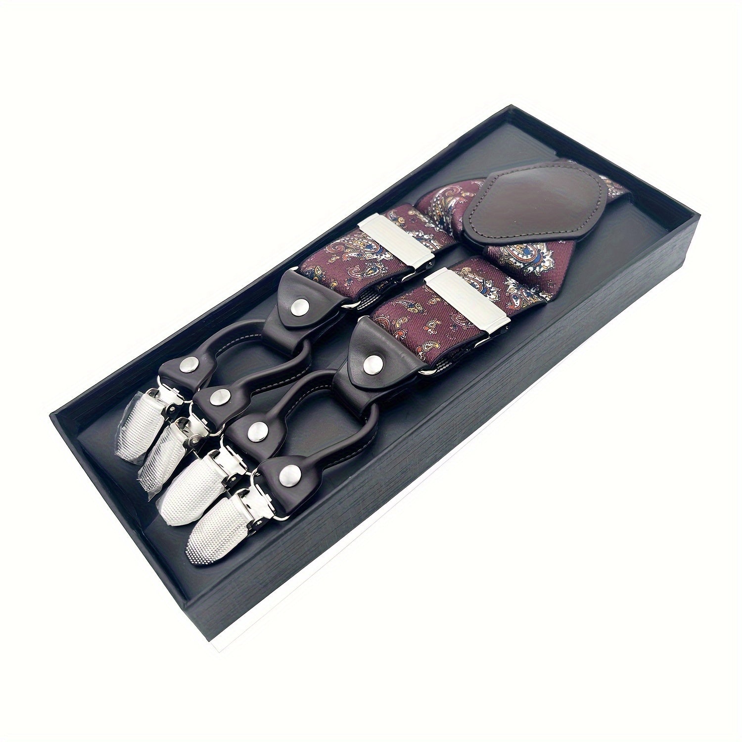 Men'S Y-Back Suspenders Featuring 6 Metal Clips for Added Security, Adjustable Elastic Design, Perfect for Trousers, And an Excellent Gift Option