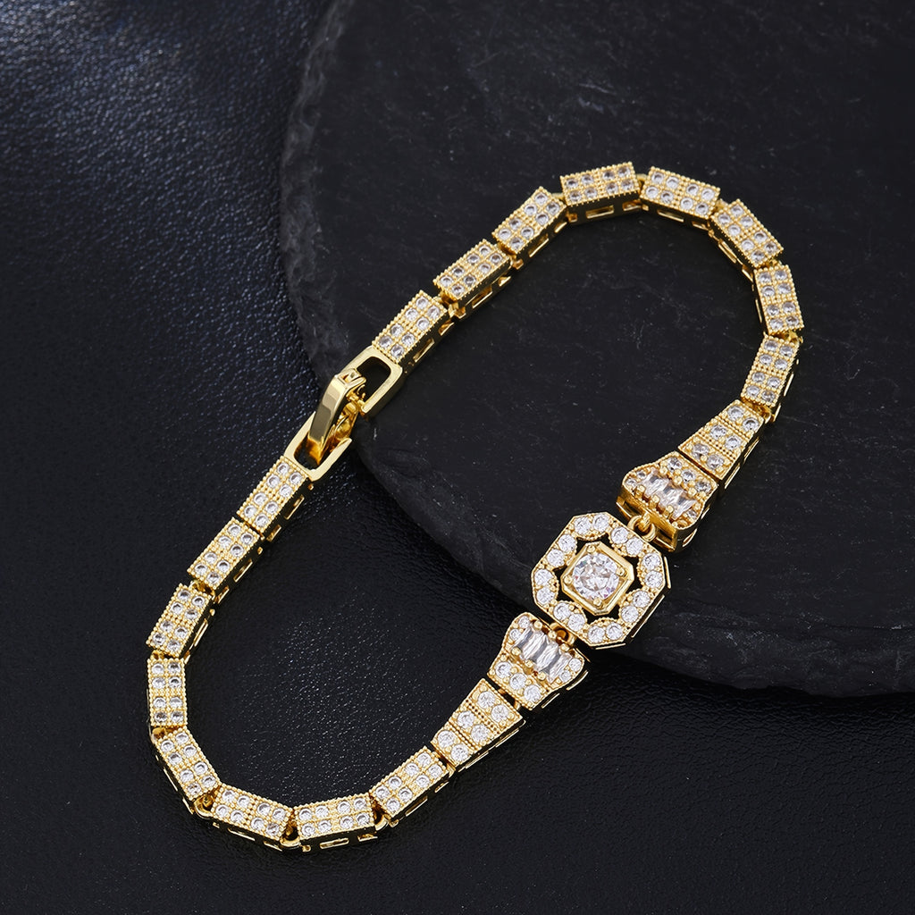 925 Sterling Silver Luxurious Synthetic Zirconia Bracelet, Gorgeous Jewelry, Women's Engagement Wedding Gift, Suitable for Daily Wear, Family Friends, Couples Vacation St. Patrick's Day Gift