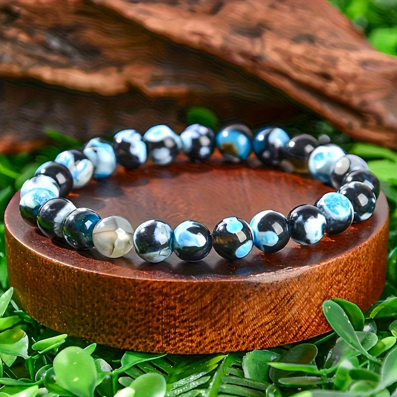 9pcs of 8mm Bohemian  elastic beaded jewelry, suitable for birthdays, holidays and daily wear, suitable for both men and women to wear throughout the year