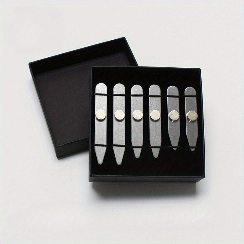 3 Pairs of Metal Collar Stays for Men'S Shirts - Reinforced Frame, Non- Fabric, Perfect Fit, Ideal Gift for Dad Or Husband, Stylish Black And Golden Design, Gift Item|Stylish Accessory|Durable Collar Stays, Collar Stays for Shirts