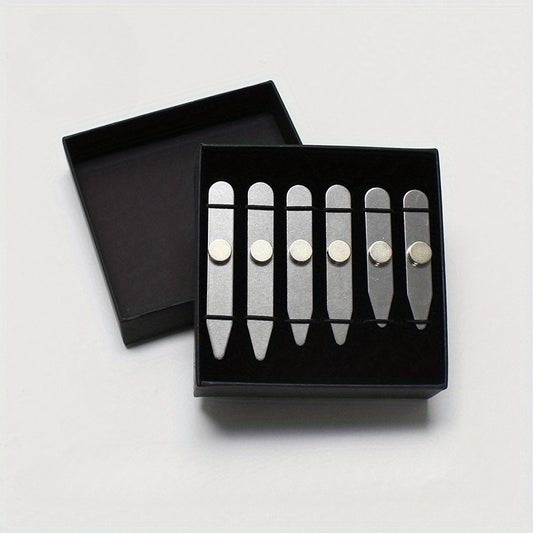 3 Pairs of Metal Collar Stays for Men'S Shirts - Reinforced Frame, Non- Fabric, Perfect Fit, Ideal Gift for Dad Or Husband, Stylish Black And Golden Design, Gift Item|Stylish Accessory|Durable Collar Stays, Collar Stays for Shirts