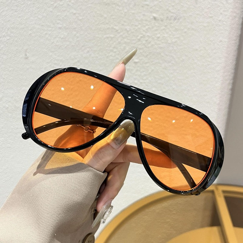 Oversized Sunglasses for Big Faces Men Women – Retro Large Frame Vintage UV400 Fashion Eyewear, Strong Light Blocking Unisex Trendy Glasses, Leopard Transparent Orange Styles