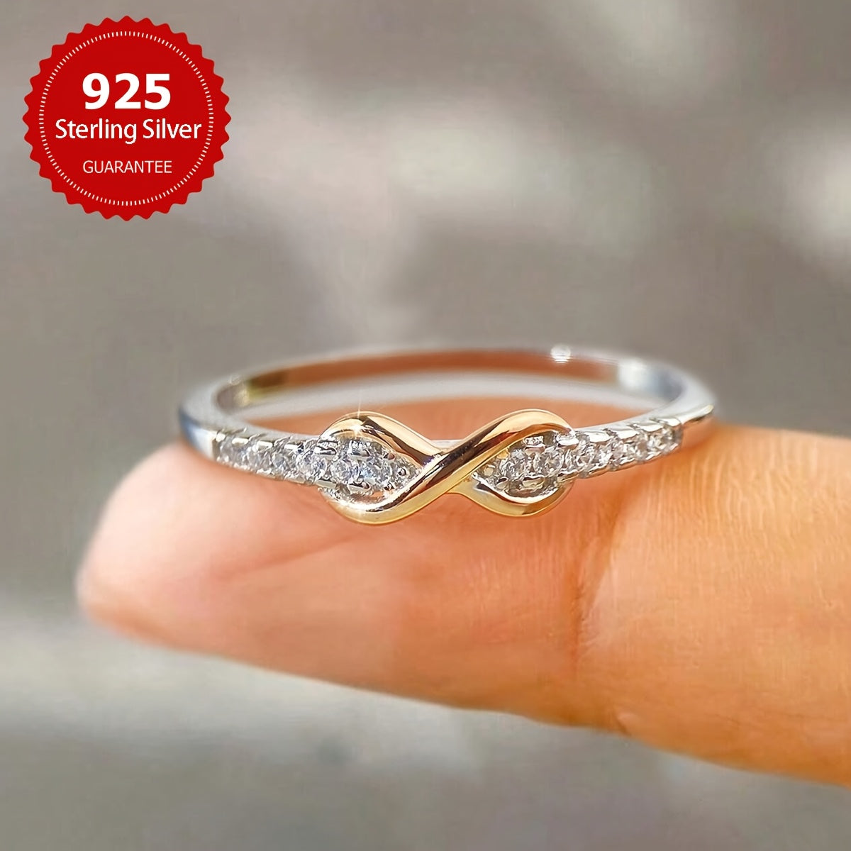 S925 Sterling Silver Wedding Ring - Small Fresh Lucky 8 Ring, Color Separation, Exquisite Women'S Jewelry Gift, 1pc, Total Weight Of The Product (2.96g)