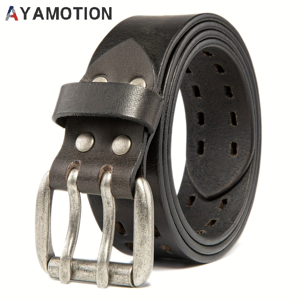 1pc Men'S Genuine Leather Casual Everyday Jeans Belts, Handmade Men Leather Belt 1/2" Wide Work Belt for Men, Christmas, Thanksgiving, Halloween, Birthday Gifts