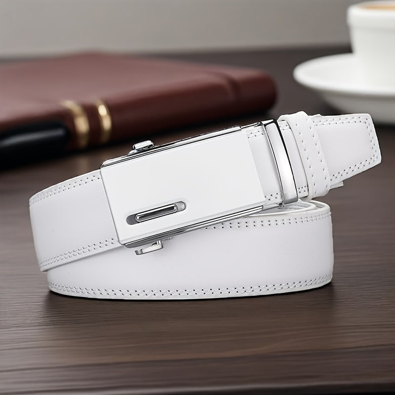 A White Ratchet Belt for Men, Ideal for Jeans, Essential for Professionals, Great for Gifting, an Excellent Choice for Presents