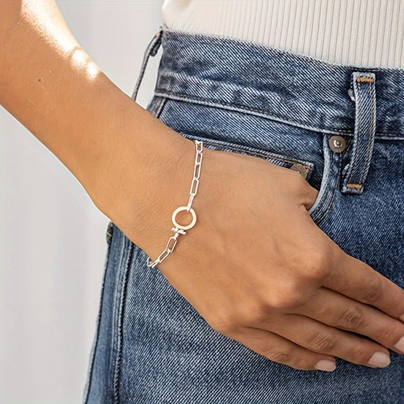 925 Sterling Silver Women's Parker Link Bracelet, Paper Clip Chain, Iconic Buckle, Elegant and Luxurious. Perfect for Daily Gifts for Wives, Family, and Friends - Parties
