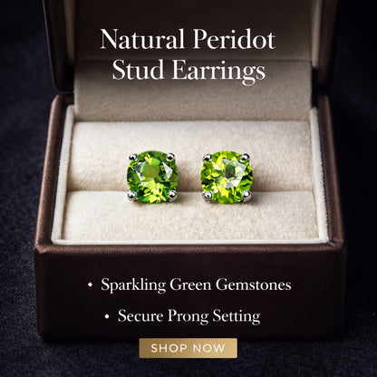 Peridot Stud Earrings 925 Sterling Silver Natural Peridot Minimalist Elegant Green Gemstone Earrings Women Gift for Party Special Occasions