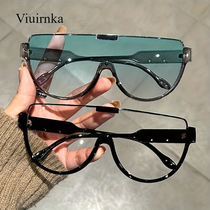 Oversized Semi-Circular Sunglasses Unisex Glare Resistant Trendy Fashion Shades Daily Wear Travel Vacation 5 Lens Colors Gray Orange Blue White Durable