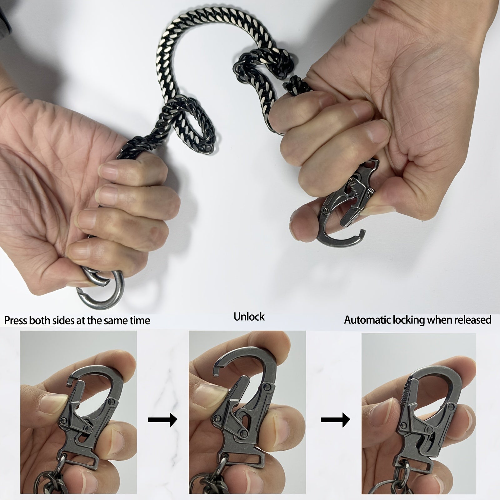 Ahiller Business Style Wallet Chain, Hip Hop Style Keychain - Dual Lock Security Design, Outdoor Camping, Traveling Accessory for Motorcycle/Daily Use with Scratch Resistant Coating, Men's EDC Carrying Gear Chain, Perfect Gift for Boyfriends And Dads, Dai