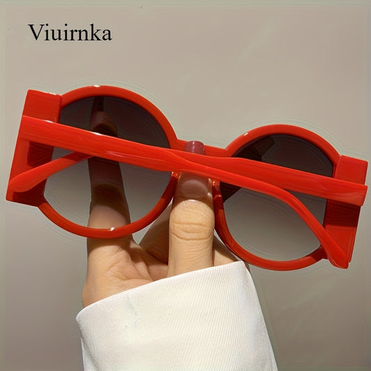 Color Block Round Sunglasses Unisex Retro Minimalist Fashion Glasses for Beach Vacation Travel Cruise Summer Colorful Trendy Eyewear Green Orange Red Blue Black Tea