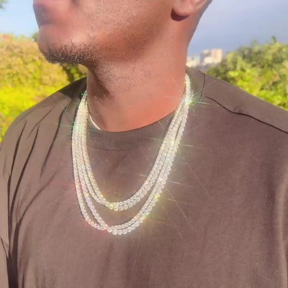 Tennis Chain Necklace for Men Women - Sparkling Hip Hop CZ Diamond Style, Gold & Silver Tone, 18-30 Inch Length Options, Glamorous Party Daily Wear Jewelry Gift