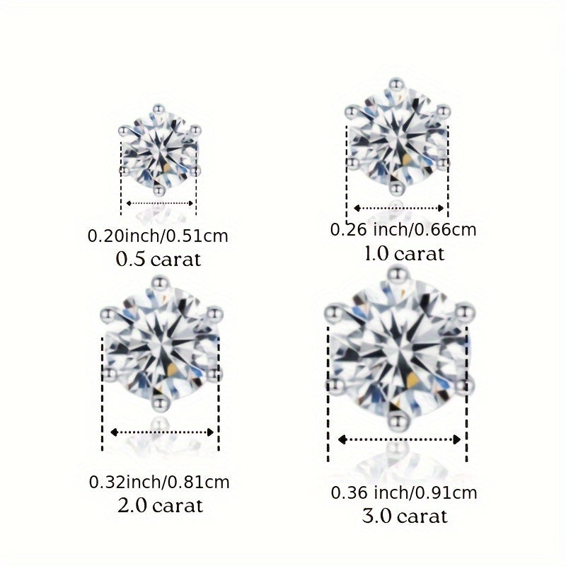 [Moissanite Earrings Gift] 0.5-3 Carat Moissanite Earrings, 1 Pair S925 - A Celebration Party Gift for Friends, Family, and Classmates, Suitable for Daily Wear, Anniversaries, Holidays, Birthdays