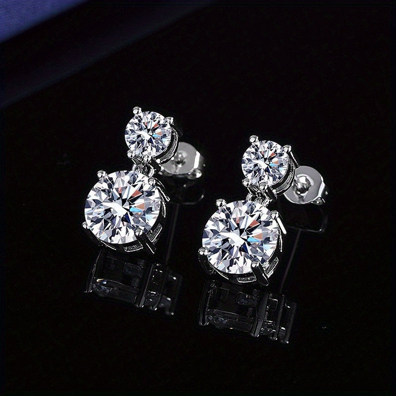[Christmas Valentine's Day] 5Carats Moissanite Stud Earrings for Women, 925 Sterling Silver Drop Earrings, Fine Jewelry Gifts for Women Men, Christmas Gifts for Ladies Mother Father, Valentine's Day Gifts for Women Men