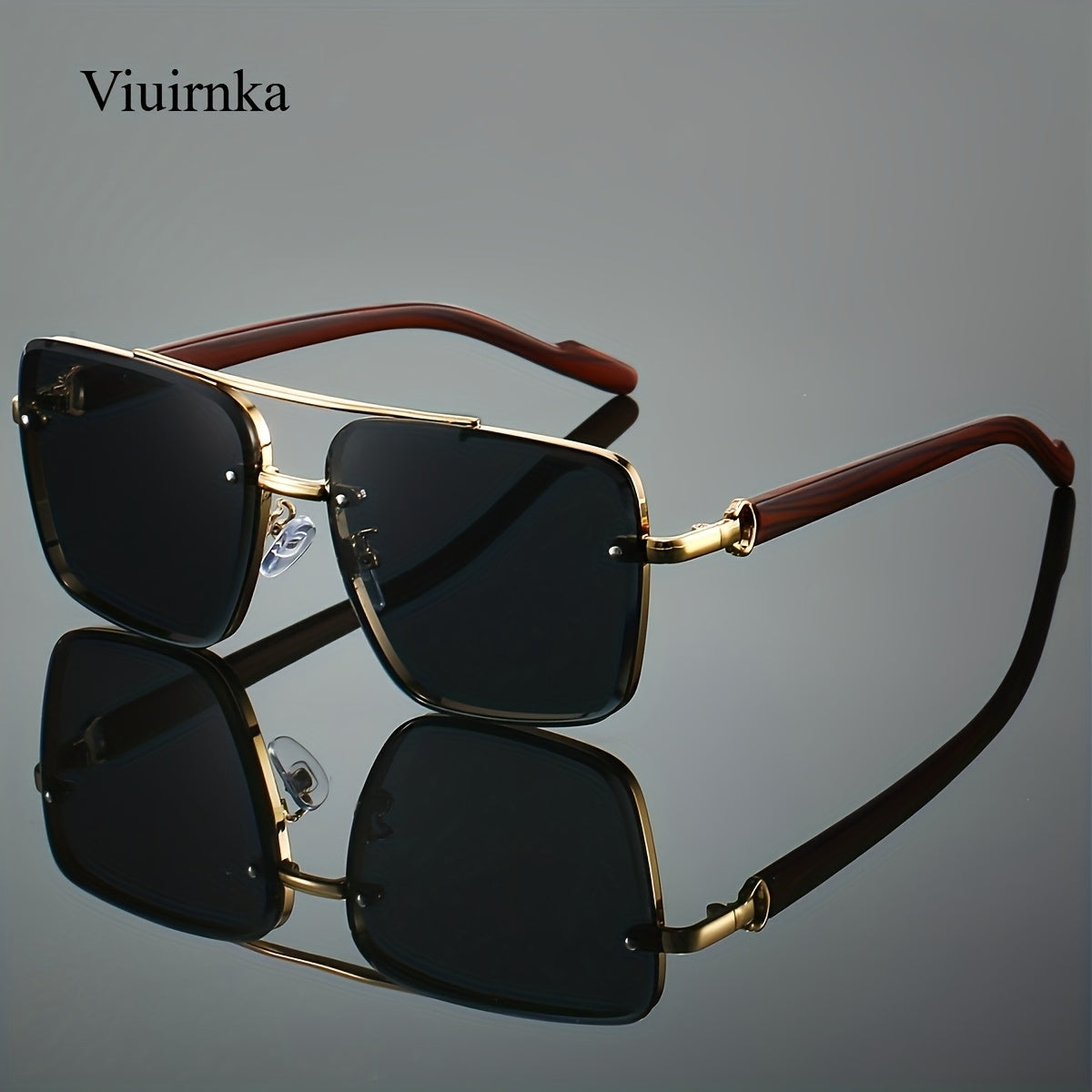 Unisex Square -Bridge Sunglasses - Premium Woodgrain UV400 AC Lenses with Lightweight PC Frame - Luxe Retro Style for Driving/Travel/Street Style - Includes Protection Case, Versatile for All Occasions