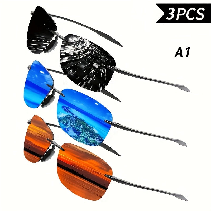 3/6 Pairs Of Men's Polarized Glasses, Ultra Light PC Frame, UV Resistant, Wear-resistant, Anti Glare High-definition Lenses, Suitable for Activities And Driving, A Great Gift for