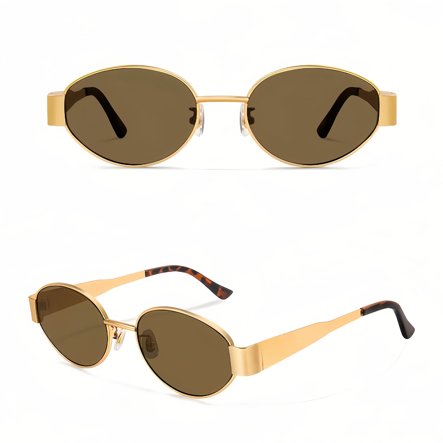 Retro Oval Sunglasses 2 Pack Metal Frame Vintage Fashion Eyewear Unisex Men Women Daily Wear Travel Beach UV Protection Trendy Shades