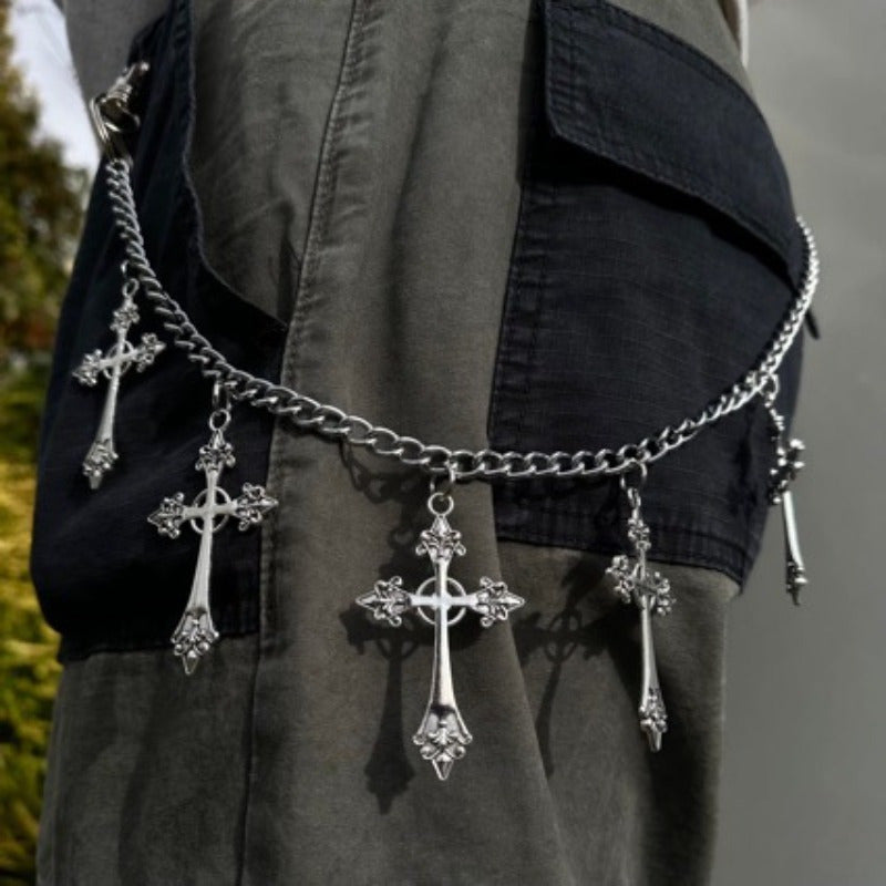 2pcs Gothic Abi Cross Waist Chain Necklace - Dark Retro Y2K Style Multi-Element Metal Chain for Women, Perfect for Casual Outings, Weddings, Parties & More, Casual Accessory | Vintage Aesthetic | Y2K Fashion Item