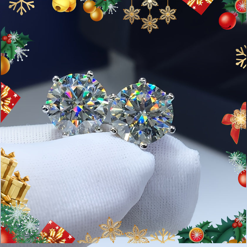 [Christmas Gifts] 0.5-3 Ct Moissanite Stud Earrings, 925 Sterling Silver, High Quality Christmas Gifts, Total Weight of The Product (1.39G)