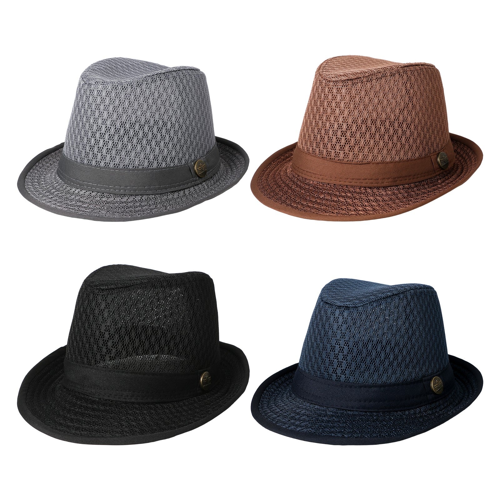 Men's Lightweight Mesh Breathable Fedora Hat Simple Ribbon Foldable Casual Dress Hat Daily Street Retro Style Accessory