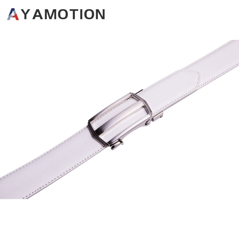 AYAMOTION Genuine Leather Belt Mens Ratchet Dress Belts With Adjustable Automatic Buckle back to school, for wedding,Ideal Gift for Dad, Husband, Boyfriend