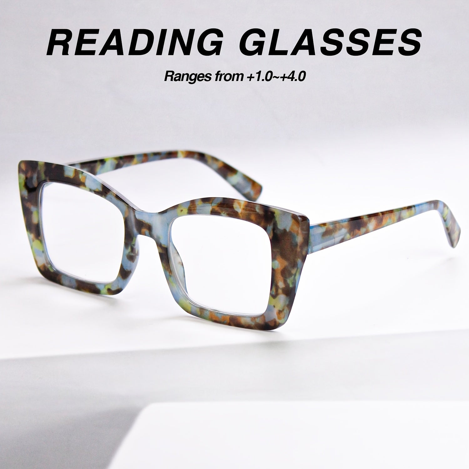 7pcs Women'S Large Square Reading Glasses With Spring Hinges - Vintage Style, Comfortable Fit, 1.0 To 4.0 Magnification, Print Design, Durable PC Frame For Everyday Use Women, Everyday Eyewear, Stylish Eyewear, Metallic Hinges Suitable For Christmas