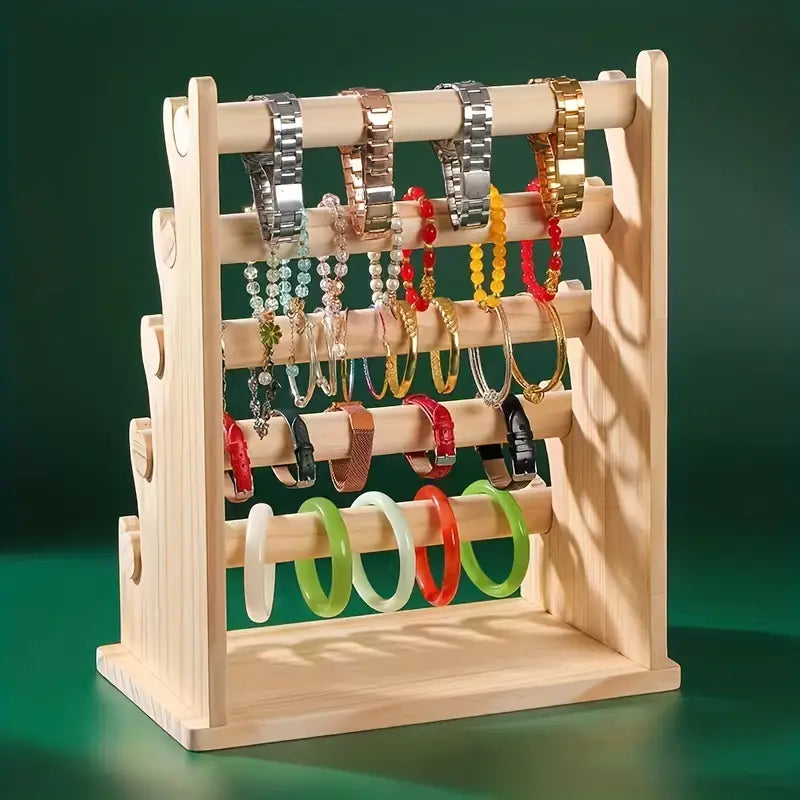 Single Wooden Jewelry Holder, Removable Tabletop Organizer for Bracelets, Necklaces, And Watches, Rustic Wood Display Rack for Dressers And Vanities