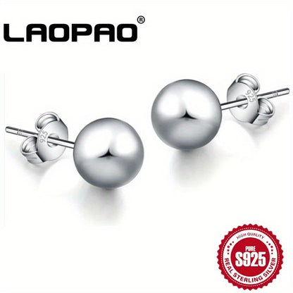 Stud Earrings S925 Sterling Silver 10mm Round Simple Minimalist Ear Piercing Jewelry Women Daily Wear Vacation Gift