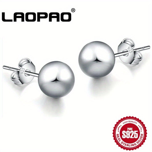 Stud Earrings S925 Sterling Silver 10mm Round Simple Minimalist Ear Piercing Jewelry Women Daily Wear Vacation Gift