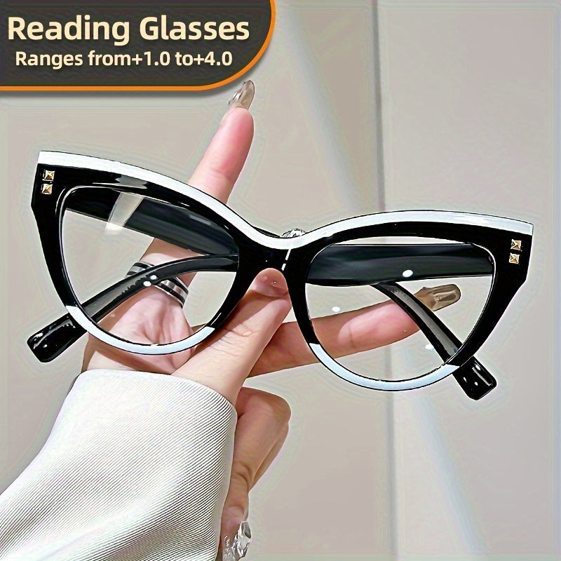 Reading Glasses 3-Pack Metal Hinge Minimalist Color Block Design Elegant Presbyopia Frames for Women Magnification +100 to +400 Fashion Gift Eyewear