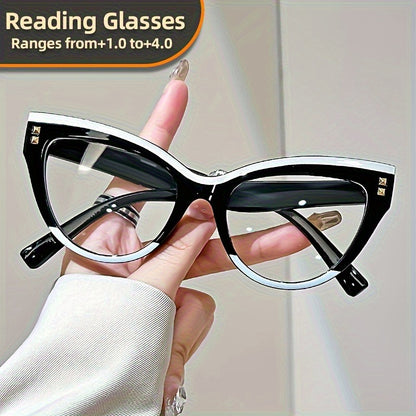 Reading Glasses 3-Pack Metal Hinge Minimalist Color Block Design Elegant Presbyopia Frames for Women Magnification +100 to +400 Fashion Gift Eyewear