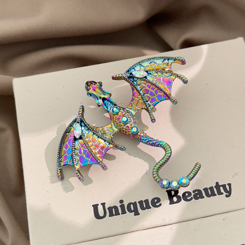 A Collection of Nine Dragon-Shaped Pins Available in Seven Vibrant Colors, Featuring a Hip-Hop Retro Bohemian Design. These Cartoon Dragon Brooches Serve As Stylish Additions for Clothing, Perfect for Parties, Banquets, Everyday Use