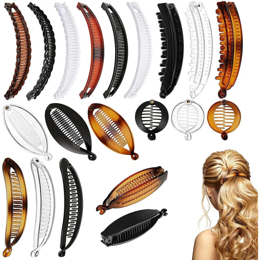 Women's Banana Hair Clip, 20pcs, Banana Hair Clips, Claw Clips, Hair Comb Clips, Fish Tail for Ponytail, Flexible Plastic