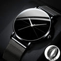 [Elegant Minimalist Watch] Elegant Minimalist Large Dial Watch with Rose Golden Case And Mesh Strap - Japanese Quartz Movement, Analog Display, Zinc Alloy, Screw-Back Closure for Men And Women