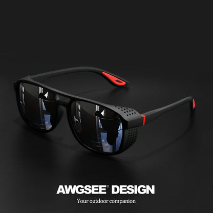 Steampunk Sunglasses Polarized Round Lens UV400 - HD Side Cutout Frame Sports Eyewear Men Women Cycling Fishing Driving 6 Colors