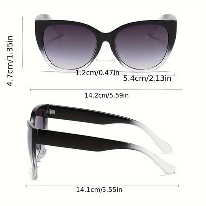 Gradient Cat Eye Sunglasses Men Women Oversized Retro Fashion Gradient Black Lens Summer Eyewear for Beach Vacation Travel Cruise Trendy Unisex Accessories Must-Have
