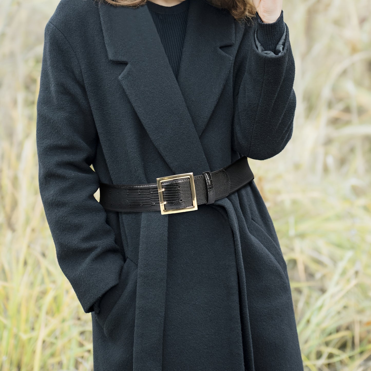 Wide Belt for Women Golden Double Prong Buckle Waist Belt Ladies Fashion Cinch Belt for Dresses Jeans Plus Size S M L 1XL 2XL Black Beige Brown Coffee