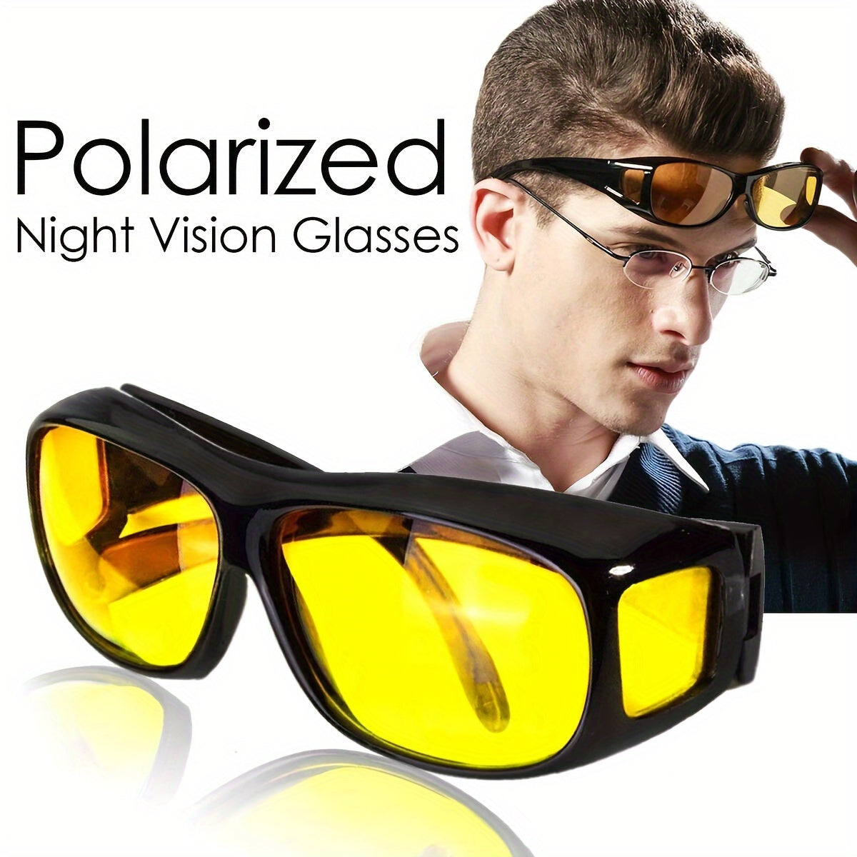 Night Vision Glasses 2 Pack – Anti-Glare HD Yellow Lens Driving Eyewear for Men & Women, UV400 & 80% Blue Light Blocking, Day Night Use, Impact-Resistant Sporty Frame