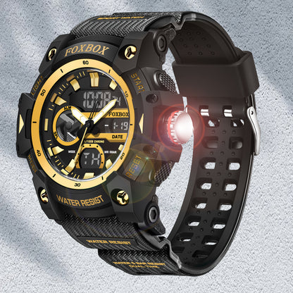 FOXBOX LED Digital Watch Men Quartz Night Light Stopwatch – Multifunctional Outdoor Hiking Sport Electronic Wristwatch Minimalist Fashion Style, 5 Colors