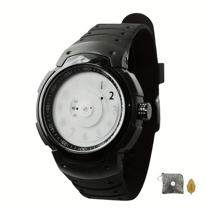 Unisex Sport Watch | Creative Design Quartz Wristwatch with Round Dial & Rubber Strap, Casual Fashion Sport Watch for Men & Women in Black & White