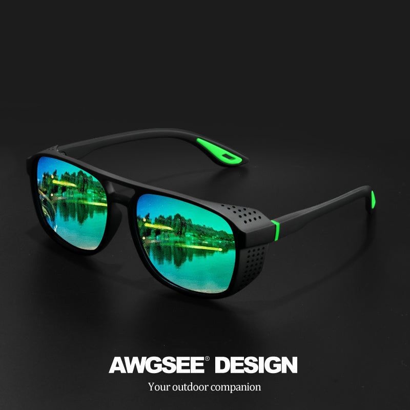 Steampunk Sunglasses Polarized Round Lens UV400 - HD Side Cutout Frame Sports Eyewear Men Women Cycling Fishing Driving 6 Colors