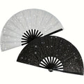 2pcs Glittering Hand Fans for Women, Large Party Style Folding Fans, Birthday Theme Performance & Festival Ball Gift, Group Lot
