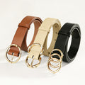 3pcs Set of Women'S Easy And Fashionable Versatile Belt, Jeans Dress Classic Belt, Three-Ring, Two-Ring And One-Ring Metal Buckle Design, Solid Color Elegant Belt, Daily Commuting Waist Additions, Multi-Functional