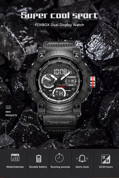 FOXBOX LED Digital Watch Men Quartz Night Light Stopwatch – Multifunctional Outdoor Hiking Sport Electronic Wristwatch Minimalist Fashion Style, 5 Colors