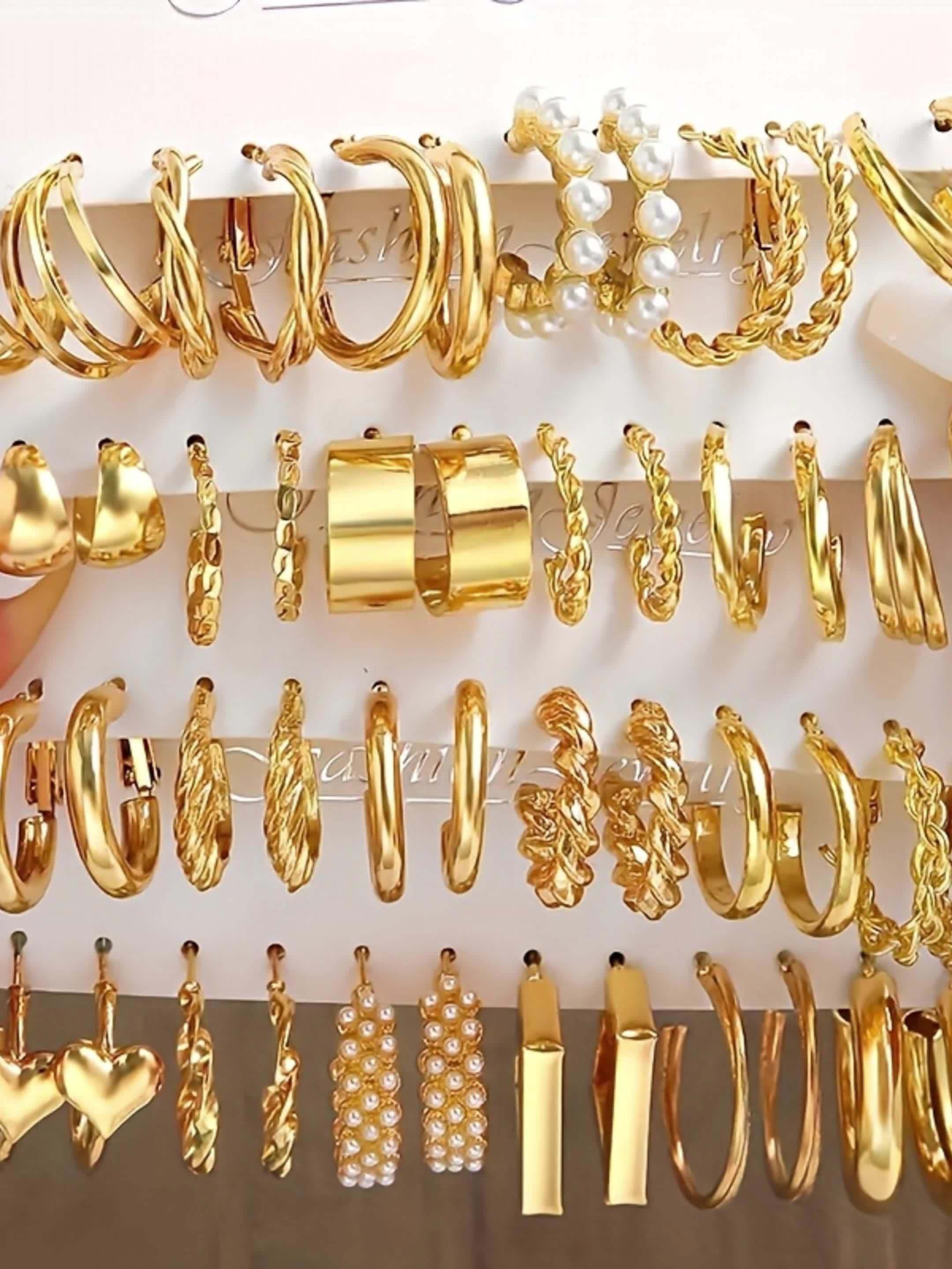 48pcs Summer Simple Imitation Pearl Love Fried Dough Twists Earring Set For Women'S Holiday Date Anniversary Gift Daily Collocation