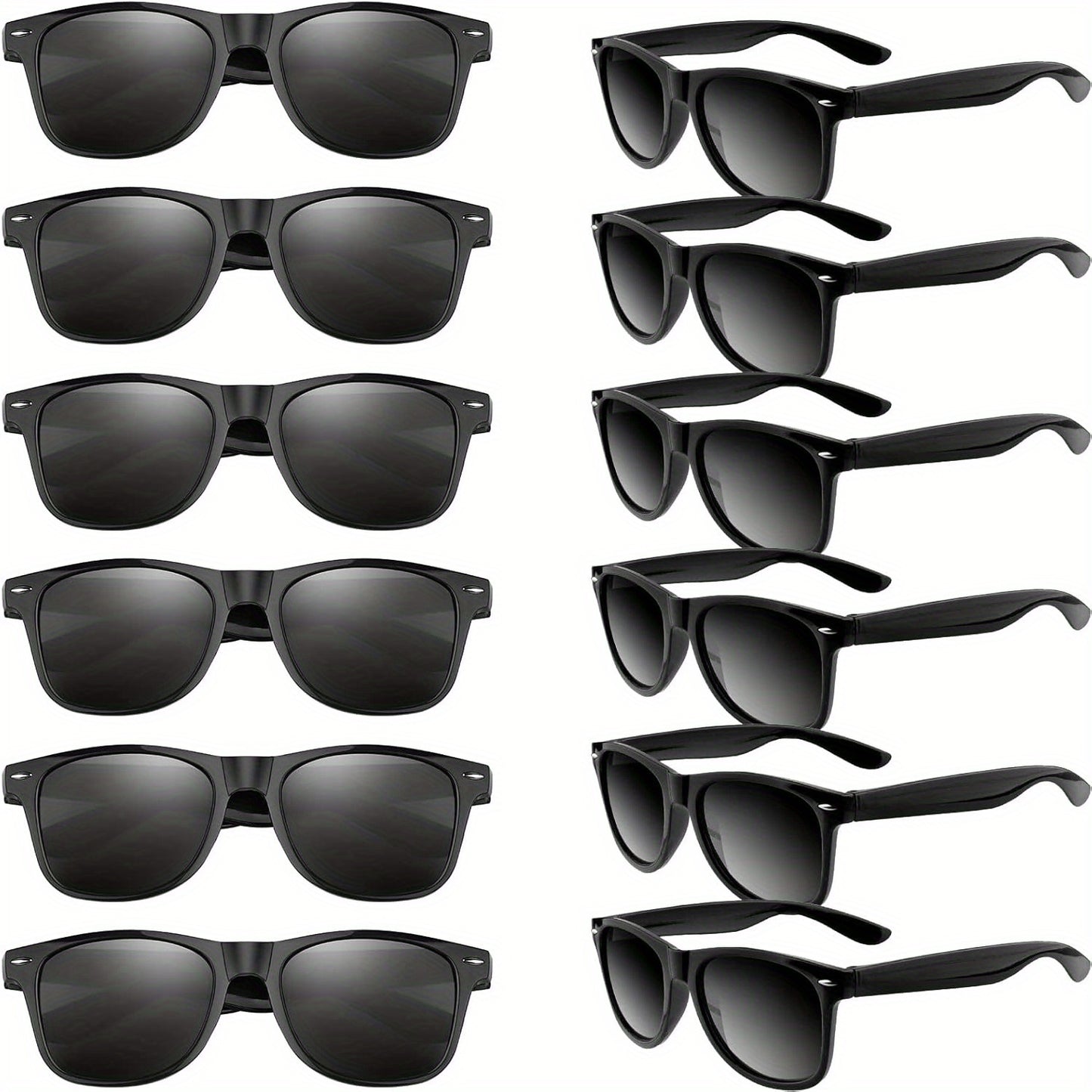 Neon Sunglasses 12 Pack Bulk Party Favors - UV400 Polarized Colorful Shades for Birthday Beach Pool Wedding Carnival Parties, Gift Bag Fillers in Mixed Colors Black or Blue for Adults