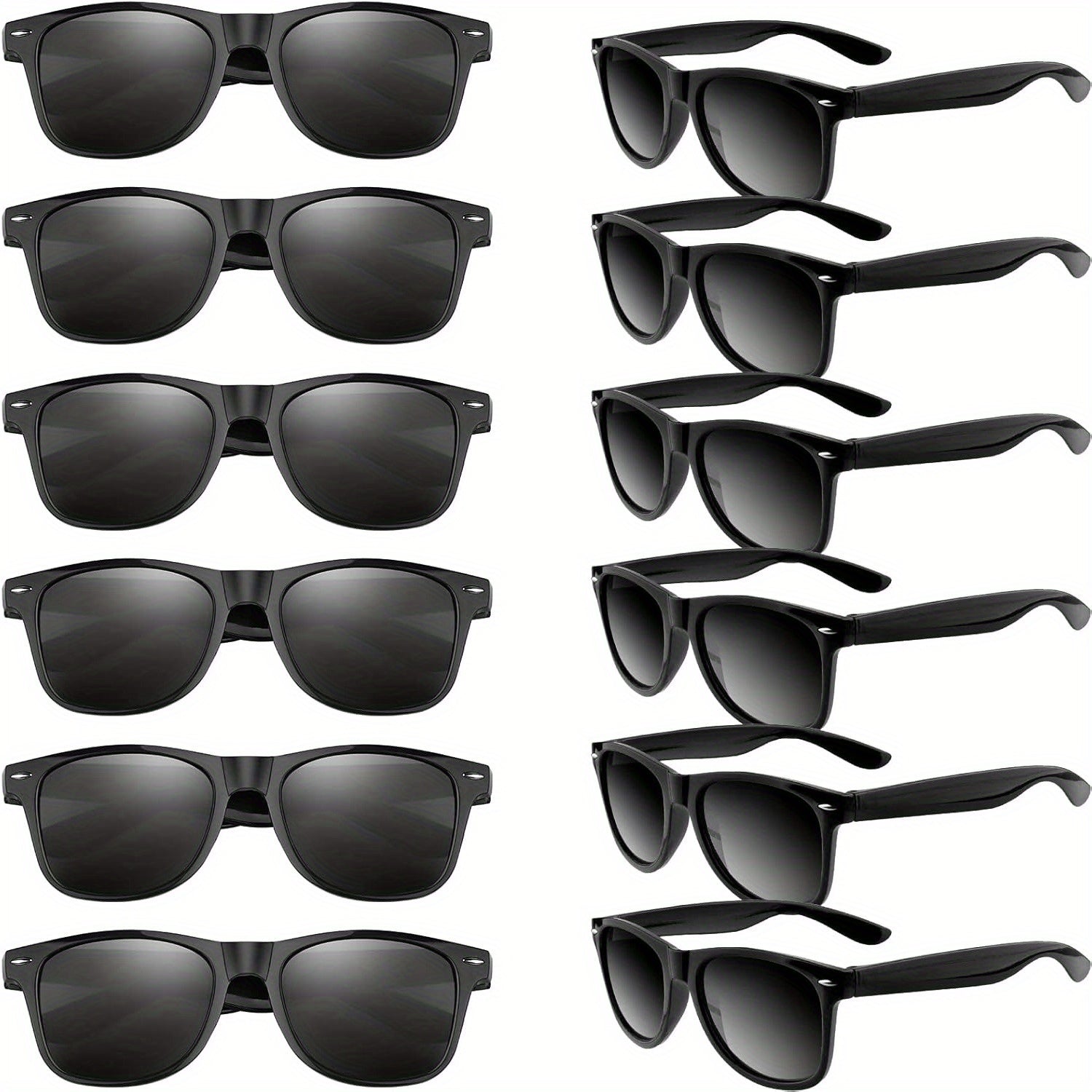 12 Pack Colorful Neon Sunglasses - Bulk Party Favors for Birthdays, Beach, Pool Parties, Gift Bag Fillers, 12 Vibrant Colors Or 12 Blacks Or 12 Blues