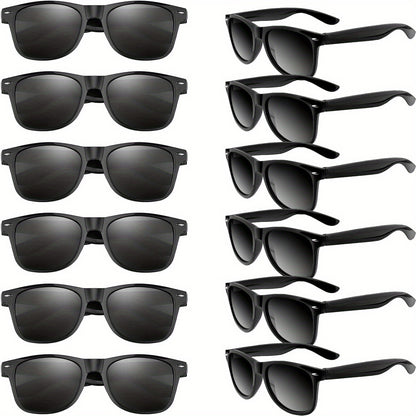 Neon Sunglasses 12 Pack Bulk Party Favors - UV400 Polarized Colorful Shades for Birthday Beach Pool Wedding Carnival Parties, Gift Bag Fillers in Mixed Colors Black or Blue for Adults