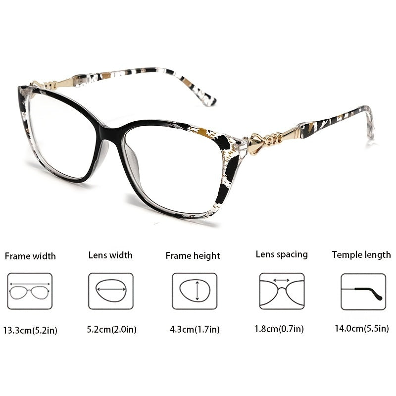 New Leopard Print Bean Curd Square Frame Reading Glasses Anti-blue Light High-definition Lenses Metal Accessories Reading Glasses with Glasses Case Glasses Cloth Model R1125